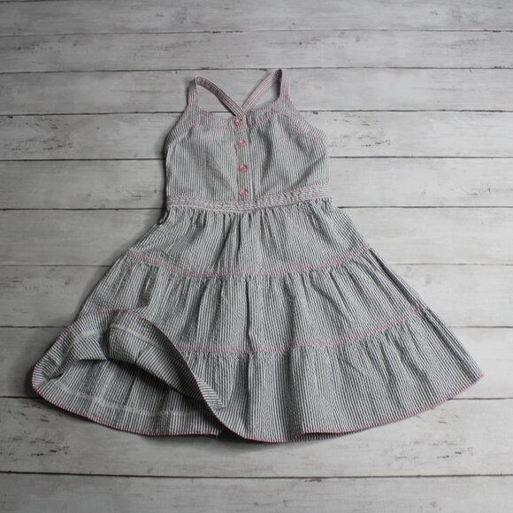 Cherokee Girl's Sundress Size XS Smocked Seersucker Tiered - Picture 3 of 7